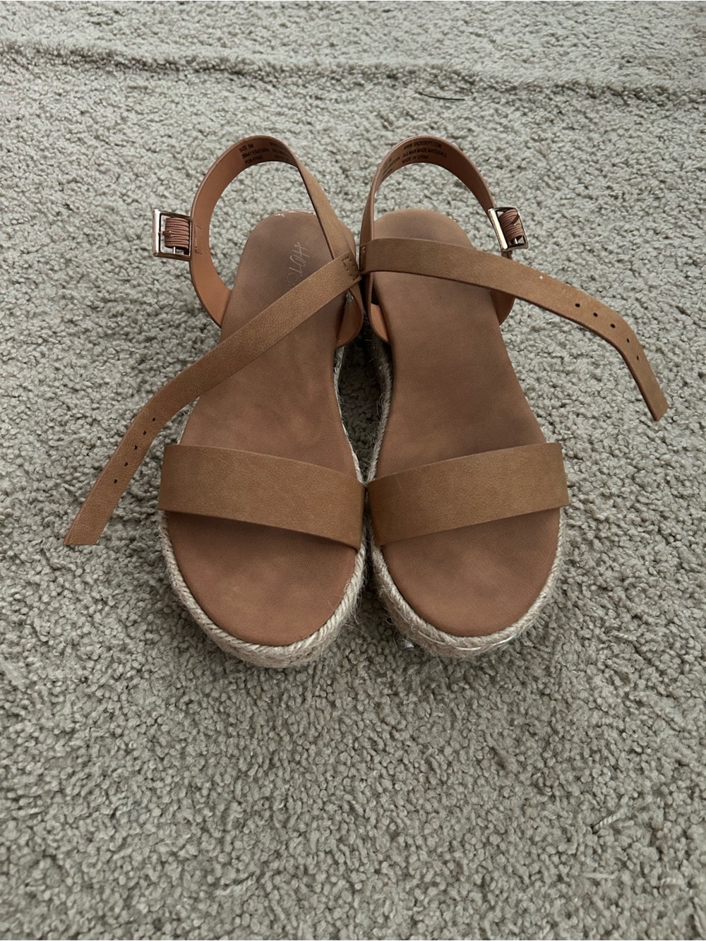 Hot Cakes Tan Strappy Buckle Sandals